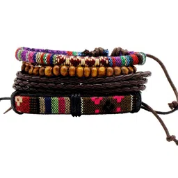 JOKER & WITCH Men Set of 4 Leather Multistrand Bracelets-25
