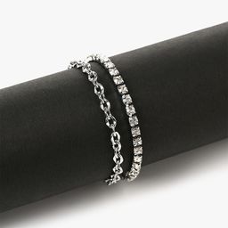 Kazo Silver Plated Artificial Stones Multistrand Bracelet-image-2