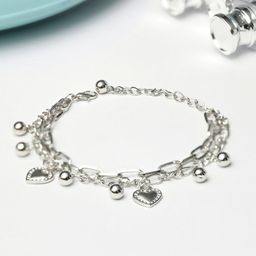 PRITA BY PRIYAASI Women Silver-Toned Hearth Link Bracelet-image-26