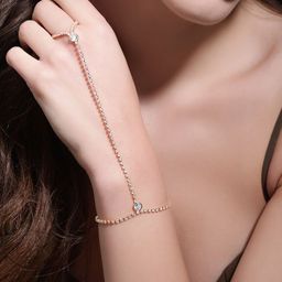 Rubans Gold-Toned & White Gold-Plated Artificial Stones Ring Bracelet-image-19