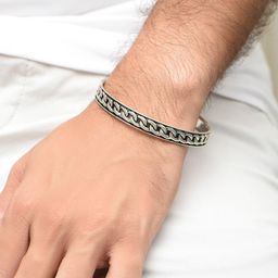 The Bro Code Men Silver-Plated Kada Bracelet-image-40