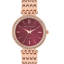 French Connection Women Embellished Dial & Stainless Steel Bracelet Style Straps Analogue Watch FCN00063I-65