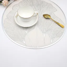 Dakshya Industries 2 Pcs Silver-Toned Textured Table Placemats-8