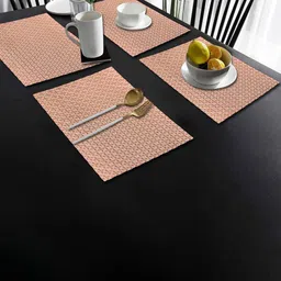 Dakshya Industries 4-Pcs Copper-Toned Self Design Rectangle Table Placemats-12