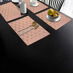 Dakshya Industries Copper Toned 4 Pieces Textured Rectangle Table Placemats-26