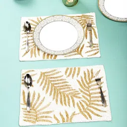 YWULY 2 Pcs Cream Coloured Beaded Table Placemats-20