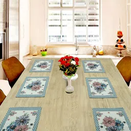 BELLA TRUE Set Of 6 White & Green Digital Floral Printed Table Placemats-2