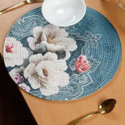 SOKNACK Blue & White Floral Round Table Placemats-image-87