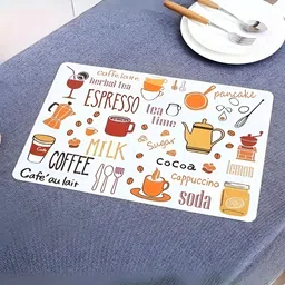 YELONA White & Orange 10 Pieces Printed Rectangular Table Placemats-19