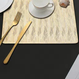 Dakshya Industries Gold-Toned 2-Pieces Printed Rectangular Table Placemats-12