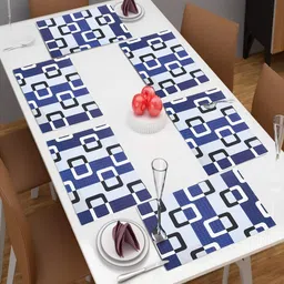 Dakshya Industries Blue 6 Pieces Rectangular Table Placemats-10