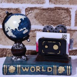 A Vintage Affair- Home Decor Blue Filmmaker Globe Tabletop Accent Showpiece-image-4