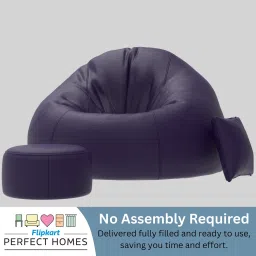 flipkart perfect homes XXXL CuddleMist Sofa With Free Cushion and Puffy , Indigo Teardrop Bean Bag With Bean Filling image 4