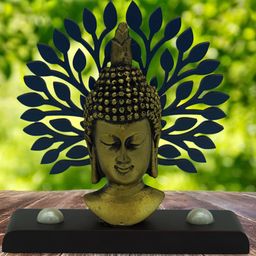 Gallery99 Brown & Metallic Buddha Taj Idol Under A Tree Showpieces-image-1
