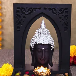 Mariner's Creation SHOWPIECE Black & Silver Buddha Fiber Idol Showpieces-image-11