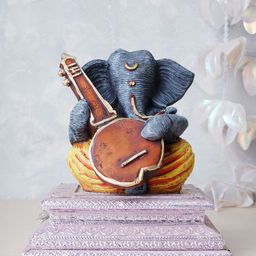 FASHIYANOO Grey Solid Ganesh Idol Showpieces-5