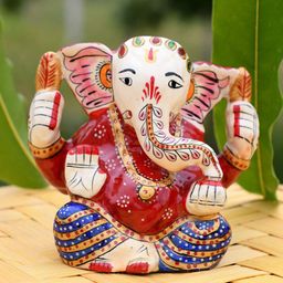 CraftVatika Red & Purple Ganesha Marbel Idol Showpiece-25
