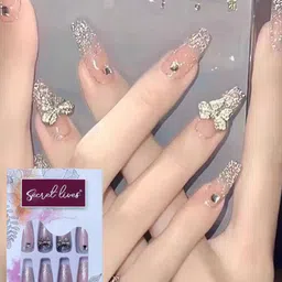 Secret Lives Long Translucent Pink Artificial Nail Extensions-24 Pieces-Pink-image-90