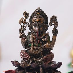 eCraftIndia Brown Lord Ganesha Idol Sitting On Lotus Showpieces-image-46