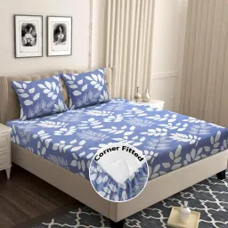 144 TC Cotton Double Self Design Fitted (Elastic) Bedsheet-picture-13