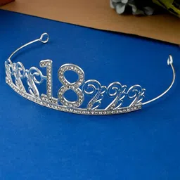 AQUASTREET Women Silver-Toned & White Tiara-11