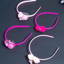 Golden Peacock Women Pink Set of 4 Embellished Hairband-image-90