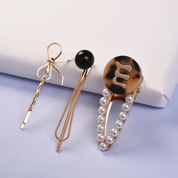 SOHI Women White & Gold-Toned Set of 3 Embellished Alligator Hair Clip-64