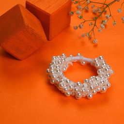 SOHI White Pearls Beaded Scrunchie-image-91