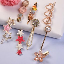 SOHI Women Pink & White Set of 7 Gold-Plated Beaded Bumpit Hair Pin-17