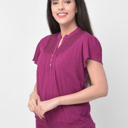 250 DESIGNS Purple Mandarin Collar Top-picture-48