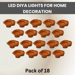 Water Sensor Diya, Electric LED Diyas for Diwali & Office Décor Pack of 18 P105 Plastic (Pack of 18) Table Diya Set-image-92