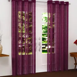 152 cm (5 ft) Tissue, Net Semi Transparent Window Curtain (Pack Of 2)-image-62