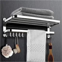 1023 DOUBLE DACK TOWEL RACK FOR BATHROOM Silver Towel Holder-image-11