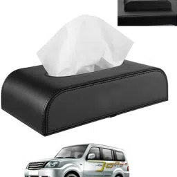 Black Tissue Holder Leatherite/Include Tissue/Save Space For Home/Car/Office-100 Vehicle Tissue Dispenser-20