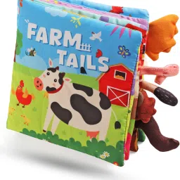 Farm Tails Sensory Book for Babies,Non-Toxic Early Learning Washable Cloth Book-48