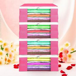 Kuber Industries Pink 4 Pieces Regular Drawer Organiser-93