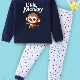 BLUSHES Kids Graphic Printed Round Neck Pure Cotton T-shirt With Joggers-image-74