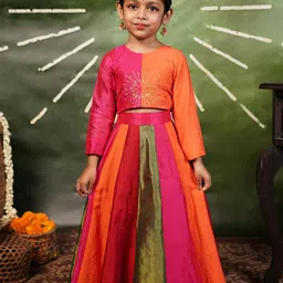 MIRALI Girls Embroidered Sequinned Cotton Ready to Wear Lehenga & Blouse-picture-38
