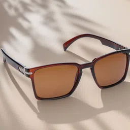 HASHTAG EYEWEAR Unisex Square Sunglasses with Polarised Lens TT Polarized-30014-BRN-1804-7