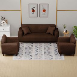 Myntra Elegant Homes Brown Printed Jacquard 5 Piece 5-Seater Sofa Cover With Arms-image-84