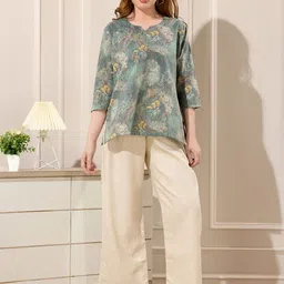NIGHT FLOSS Printed Notch Neck Tunic With Palazzo-48