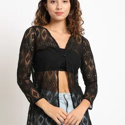 Moonaa Fashion Cotton Open Front Shrug-55