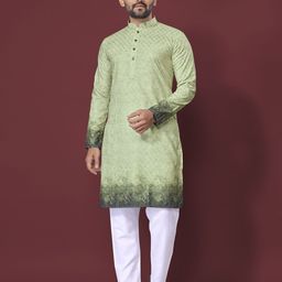 PulseIQ Men Ethnic Motifs Embroidered Thread Work Kurta-image-61