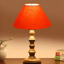 Devansh Orange Frusturical Shaped Wooden Table Lamp-47