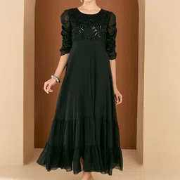 Antheaa Women Embellished Maxi Party Wear Dress-58