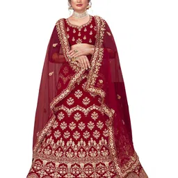 Maroosh Embellished Thread Work Unstitched Lehenga & Blouse With Dupatta-picture-34