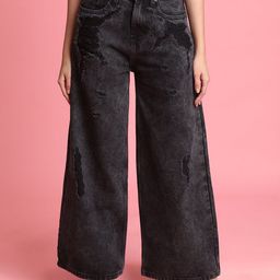 Bene Kleed Women Wide Leg High-Rise Highly Distressed Light Fade Jeans-image-11
