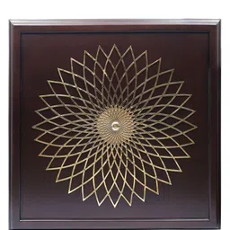 Exotic India Brown 46" Large Wood Framed Mandala Art in Brass Wall Hangings-image-63