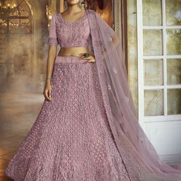 Fusionic Embroidered Net Semi-Stitched Lehenga & Unstitched Blouse With Dupatta-17