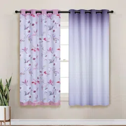Myntra Elegant Homes Lavender & Red Set of 2 Floral Window Curtain-14
